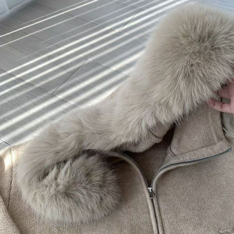 大毛領外套寬鬆顯瘦軟糯毛衣針織開衫