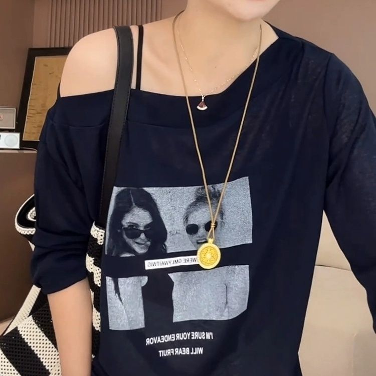 大碼一字領慵懶風寬鬆防曬長袖罩衫-lululam