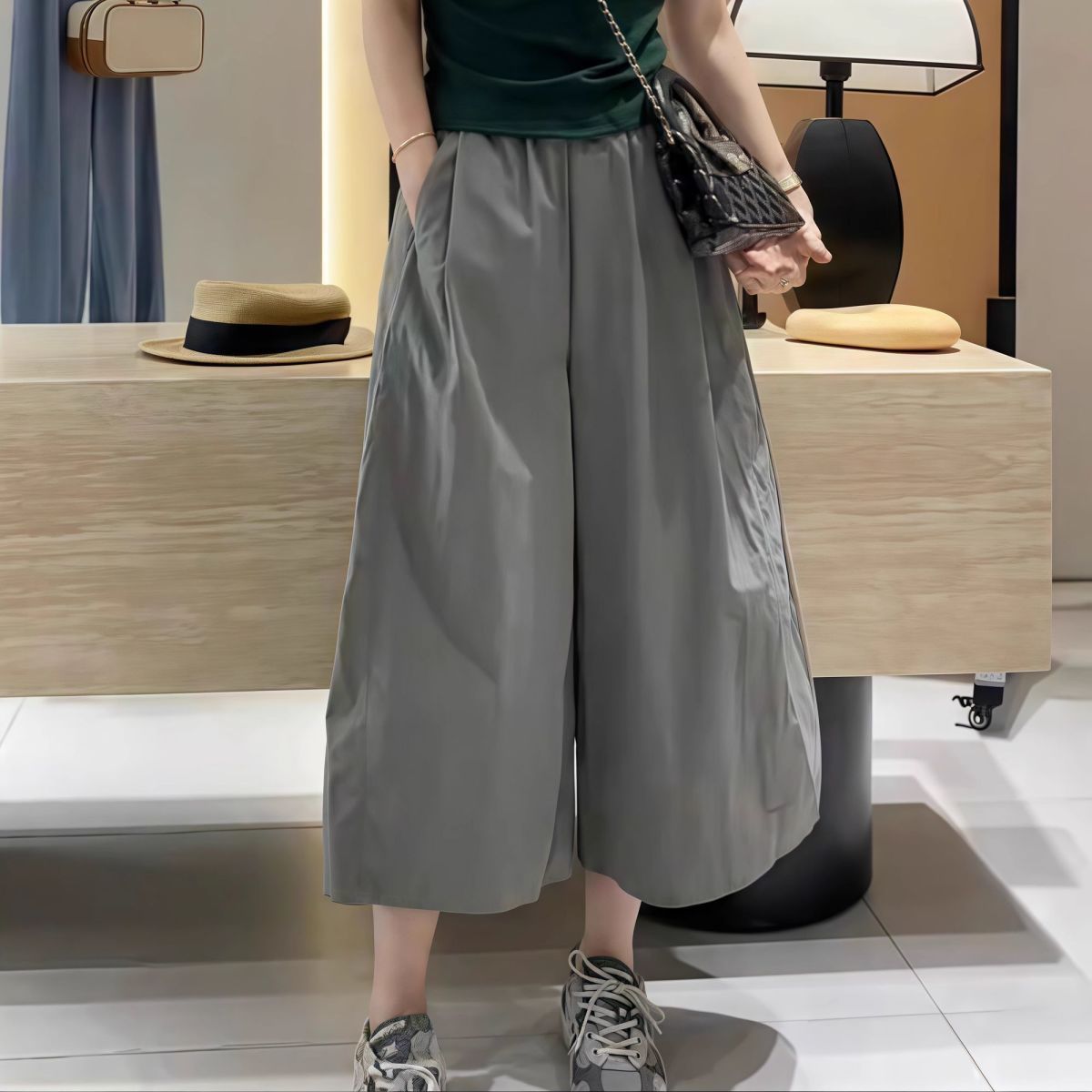 百搭過膝寬鬆顯瘦七分闊腿褲