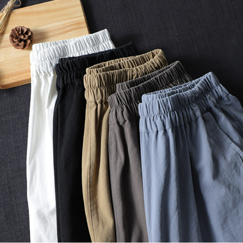 文藝復古高腰顯瘦純棉九分休閒直筒褲