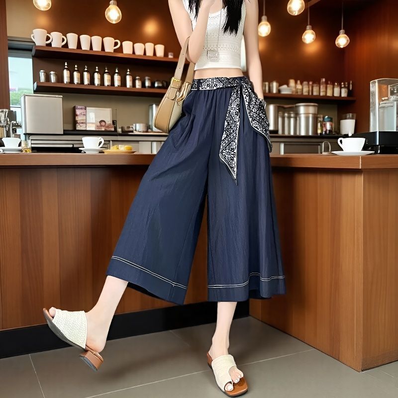 寬鬆薄款梨形身材垂感顯瘦爆款牛仔裙褲-lululam