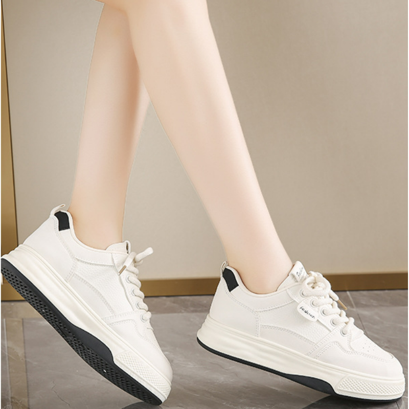 透氣百搭韓版厚底運動休閒板鞋小白鞋-lululam