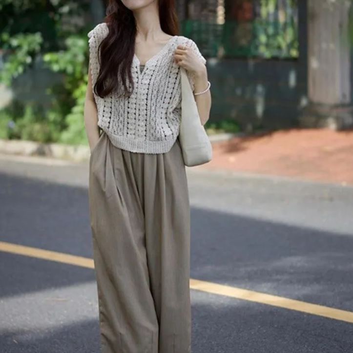 【單件/套裝】休閒顯瘦時尚港風高級韓系三件套裝-lululam