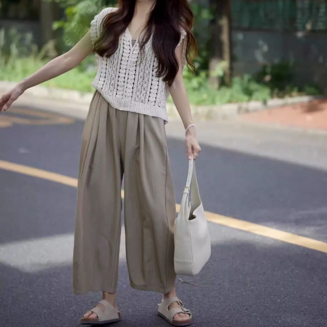 【單件/套裝】休閒顯瘦時尚港風高級韓系三件套裝-lululam