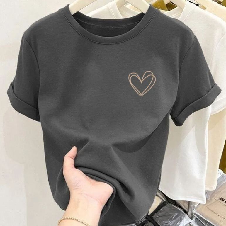 正肩純棉時尚簡約百搭減齡顯瘦短袖T恤-lululam