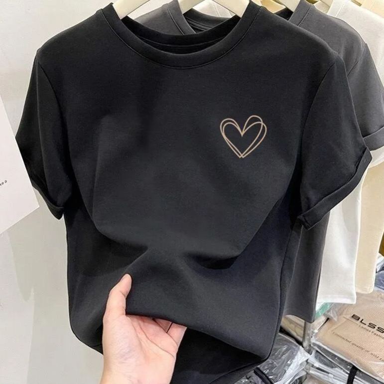 正肩純棉時尚簡約百搭減齡顯瘦短袖T恤-lululam