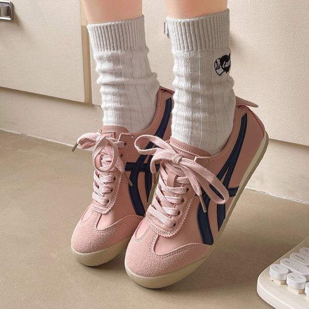 透氣復古休閒百搭拼色板鞋運動德訓鞋阿甘鞋-lululam