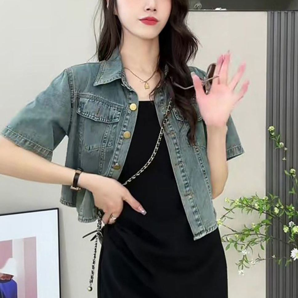 【單品/套裝】短袖牛仔外套吊帶連衣裙韓版休閒兩件套裝