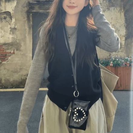 【單件/套裝】韓系大碼馬甲打底衫工裝褲疊穿三件套裝-lululam