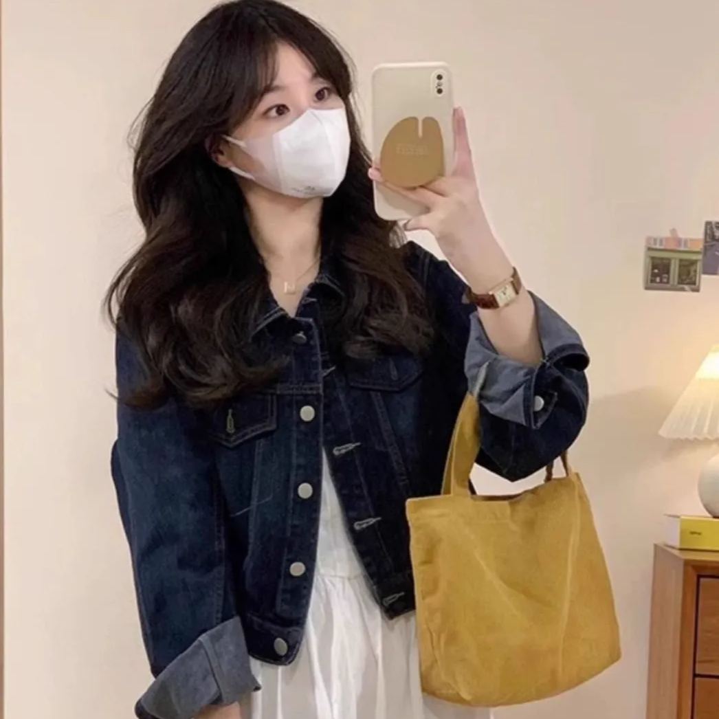 【單品/套裝】韓系牛仔外套白色吊帶洋裝兩件套裝-lululam