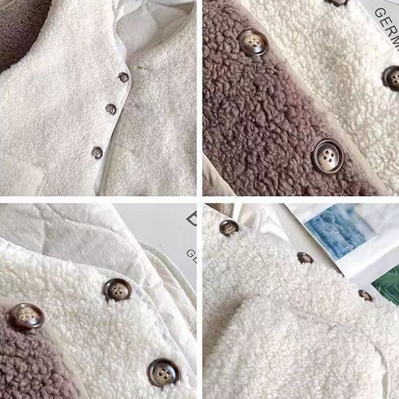 仿羊羔毛羽絨保暖美拉德雙面兩穿簡約馬甲