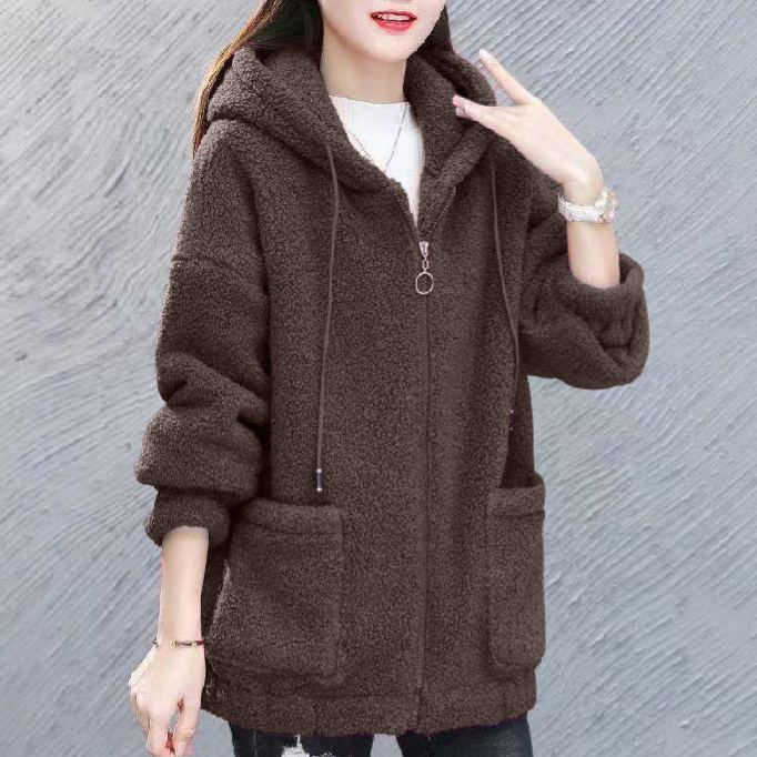 加大碼女裝羊羔絨外套胖MM寬鬆顯瘦衛衣