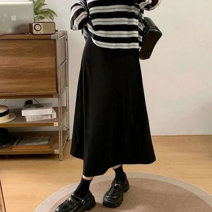 【單件/套裝】超火搭配大碼胖MM黑色吊帶裙+條紋針織罩衫兩件套