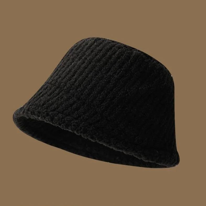 顯臉小星球毛絨漁夫帽大頭水桶毛絨帽子