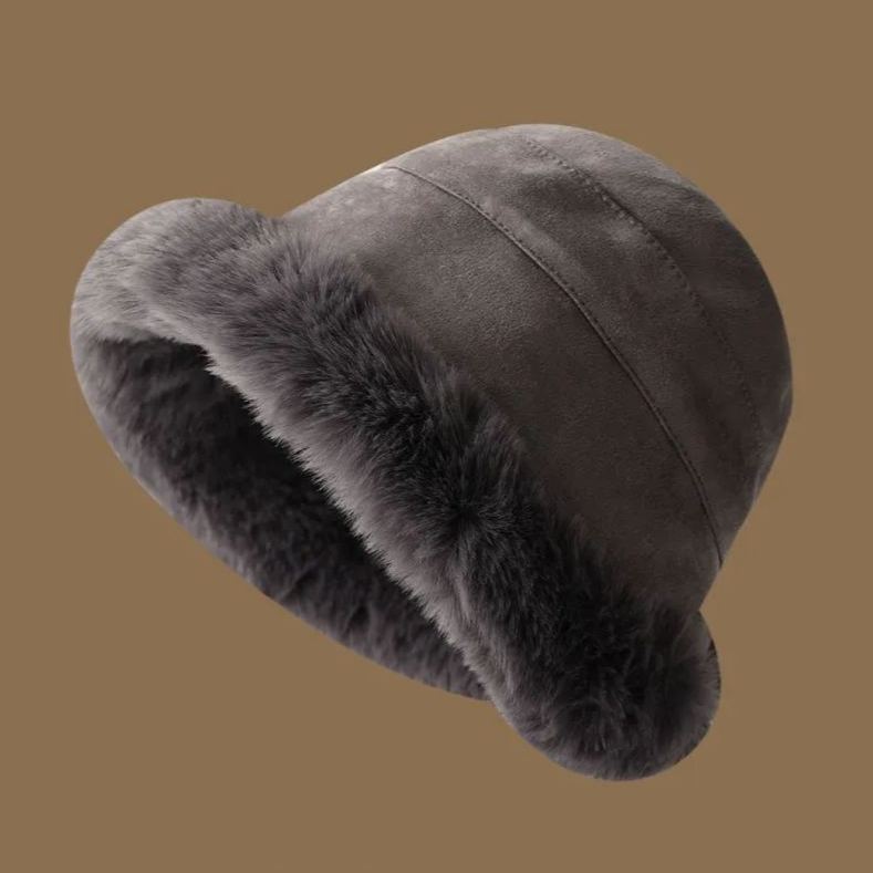 顯臉小星球毛絨漁夫帽大頭水桶毛絨帽子