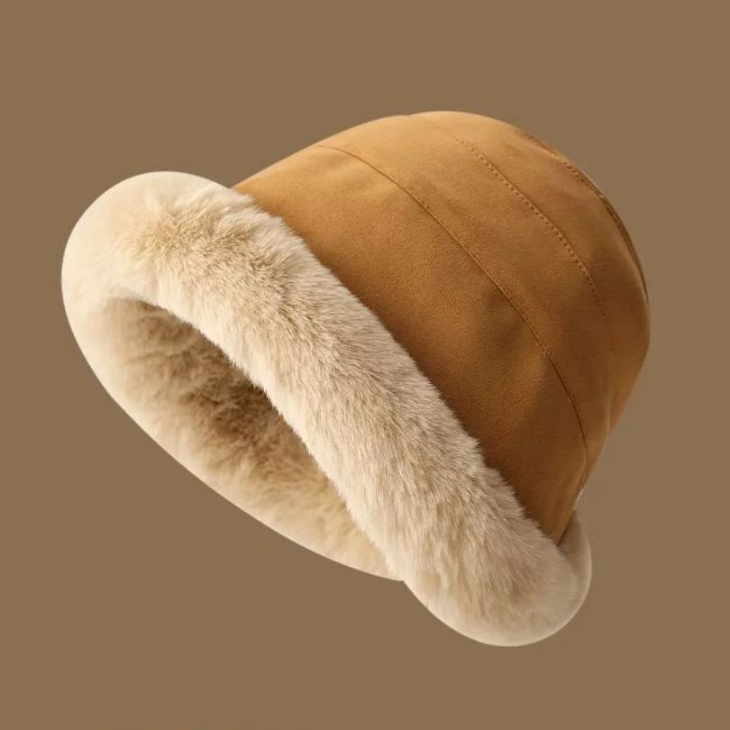 顯臉小星球毛絨漁夫帽大頭水桶毛絨帽子