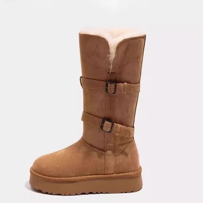 高筒雪地靴高幫厚底加絨加厚長筒雪地靴棉鞋