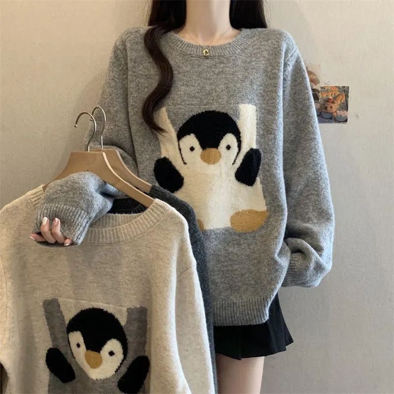 寬鬆顯瘦提花圓領女內搭毛衣長袖針織打底衫