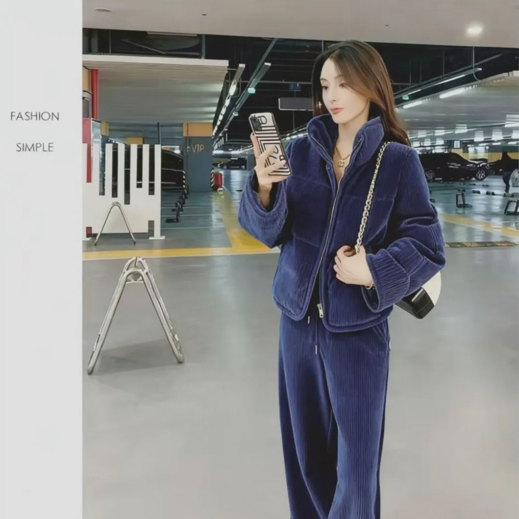 【單件/套裝】ns灯芯绒爆款简约棉服穿搭高级感加厚外套两件套装