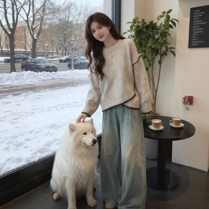 不規則法式撞色遮肚顯瘦溫柔氣質打底衫