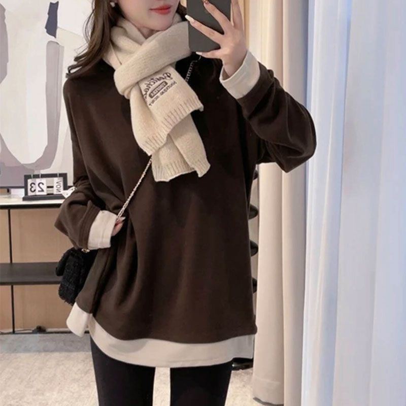 中長款慵懶風溫柔百搭寬鬆遮肉保暖德絨上衣