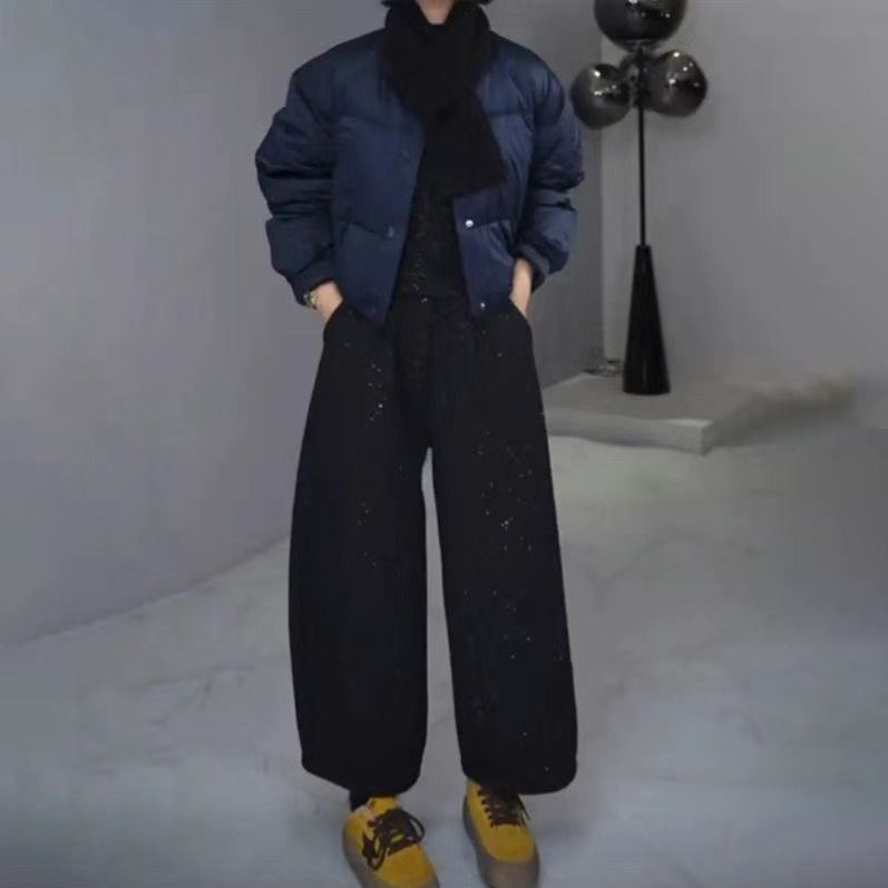 時尚高級極簡風休閒顯瘦不挑腿型九分闊腿褲