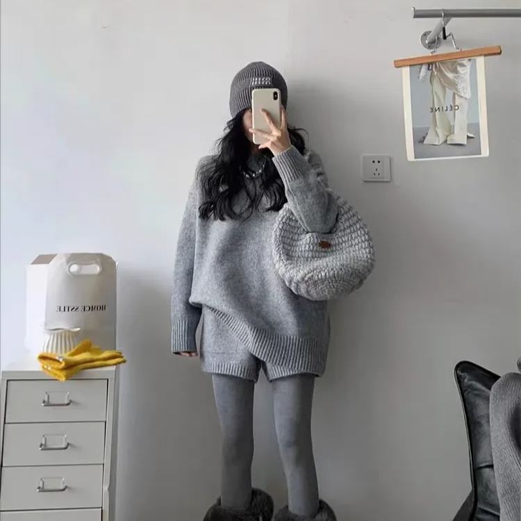 慵懶風百搭顯瘦高腰針織短褲