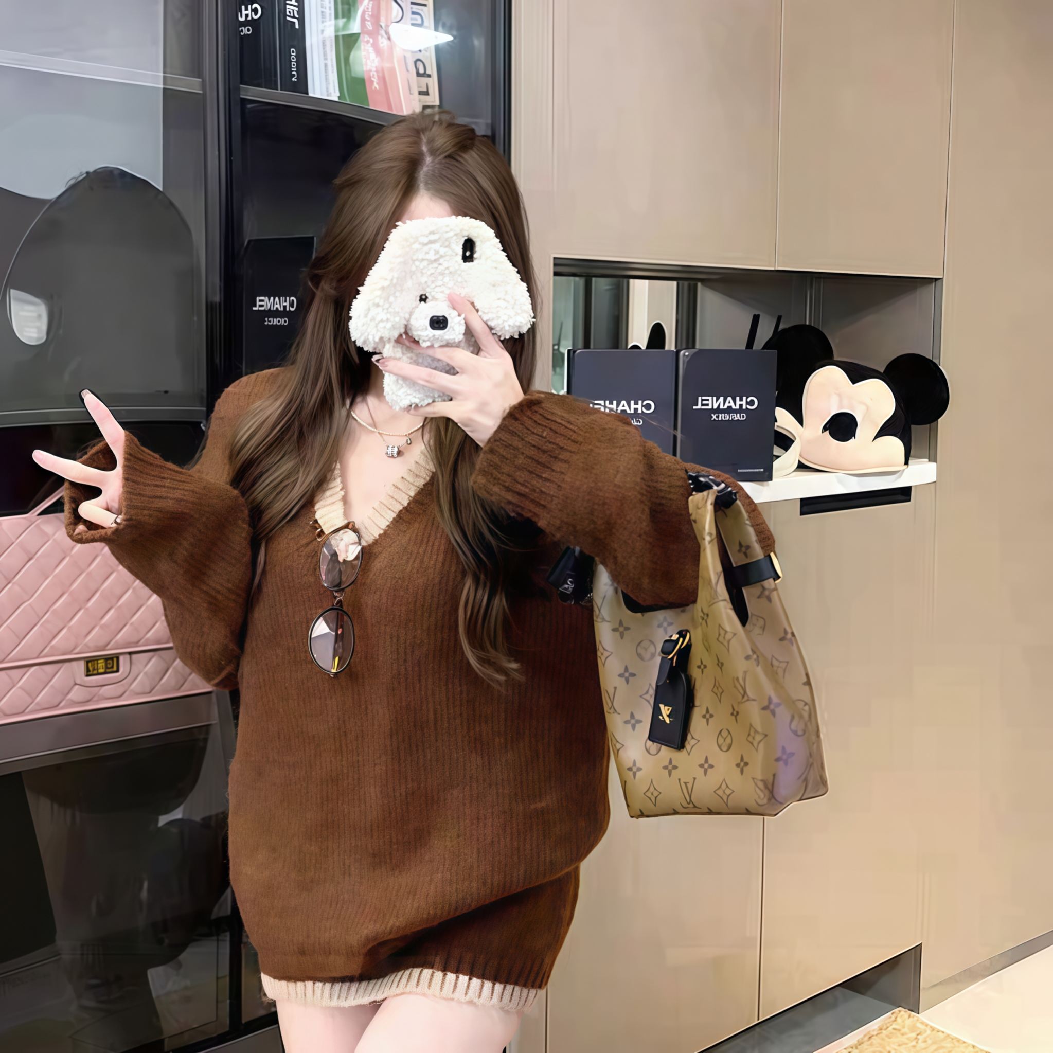 【整套】美拉德氛圍感小香風寬鬆毛衣+韓系辣妹包臀短裙兩件套