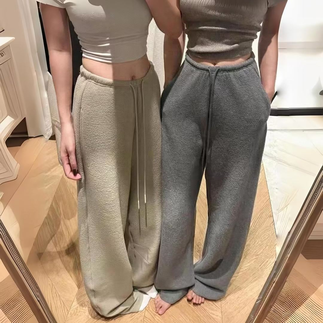 慵懶風弧形高腰顯瘦寬松香蕉褲