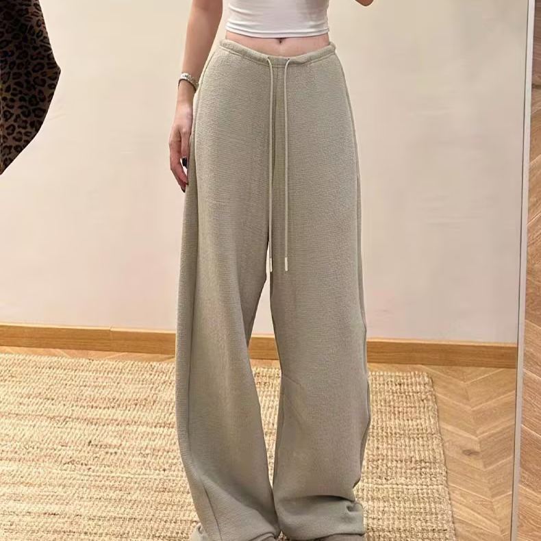 慵懶風弧形高腰顯瘦寬松香蕉褲