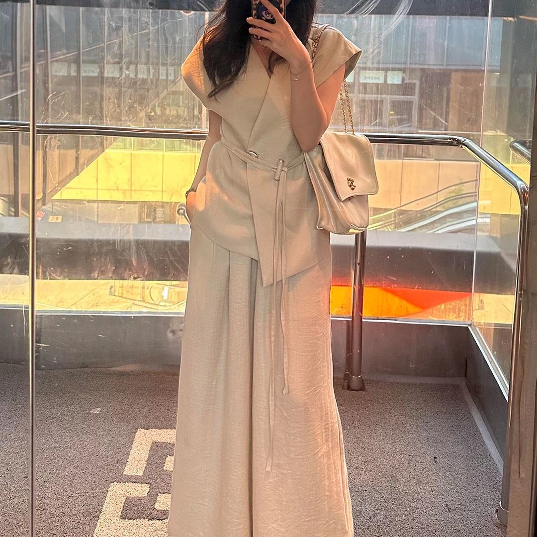 【單件/套裝】氣質高級感卡其色馬甲西裝褲兩件套裝