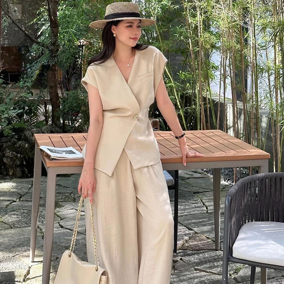 【單件/套裝】氣質高級感卡其色馬甲西裝褲兩件套裝