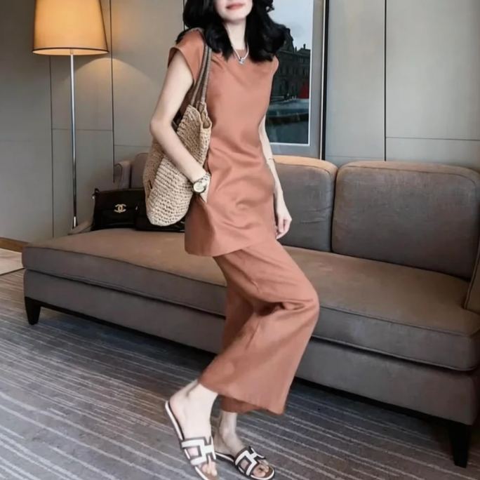 【整套】韓版顯瘦氣質上衣+休閑褲兩件套裝