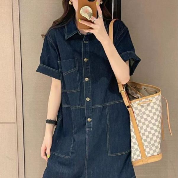時尚氣質港味寬鬆顯瘦減齡牛仔洋裝