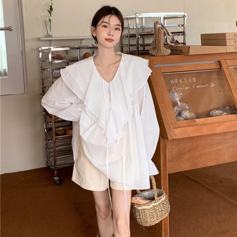 設計感大尺碼女裝防曬衣 中長版型 雙層領繫帶細節