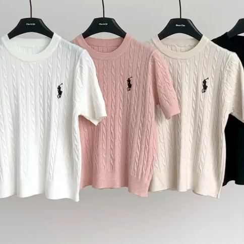 軟糯親膚小馬刺繡麻花針織衫百搭短袖