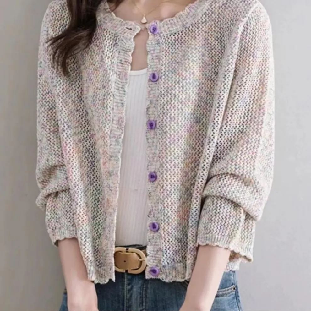 薄款長袖外套針織短版外搭開衫防曬衣