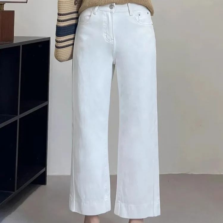 百搭九分直筒顯瘦窄版闊腿牛仔褲