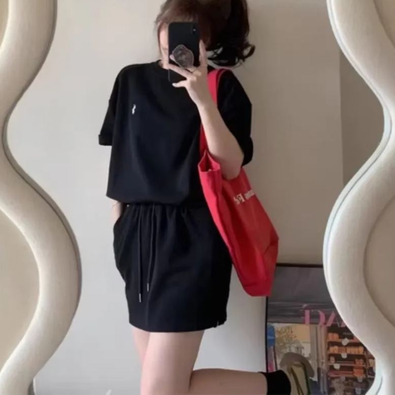 【整套】時尚休閒短袖運動顯瘦可愛甜美兩件套裝