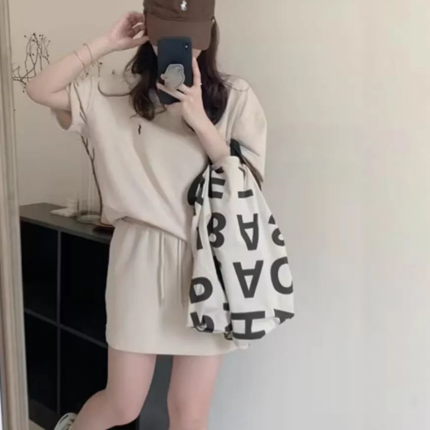 【整套】時尚休閒短袖運動顯瘦可愛甜美兩件套裝