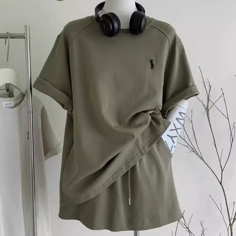 【整套】時尚休閒短袖運動顯瘦可愛甜美兩件套裝