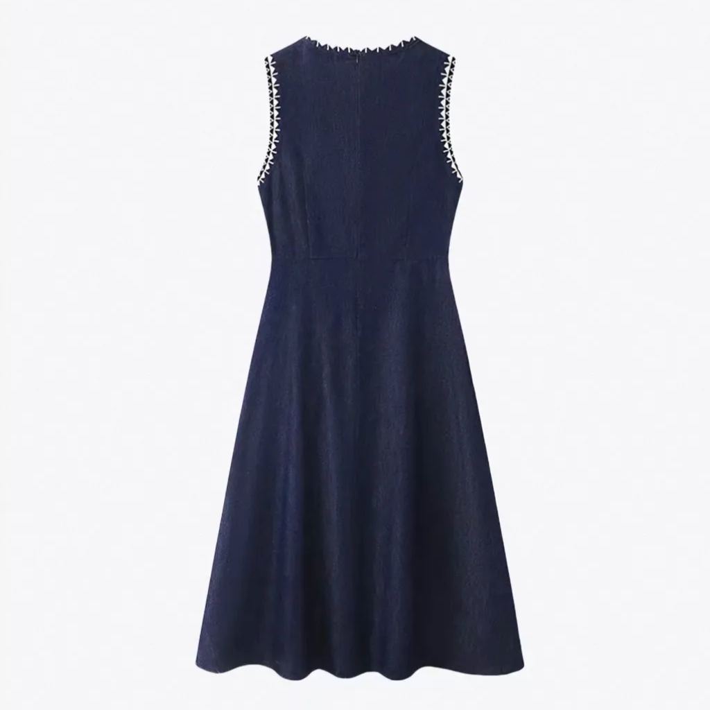 法式氣質寬鬆顯瘦無袖背心牛仔洋裝