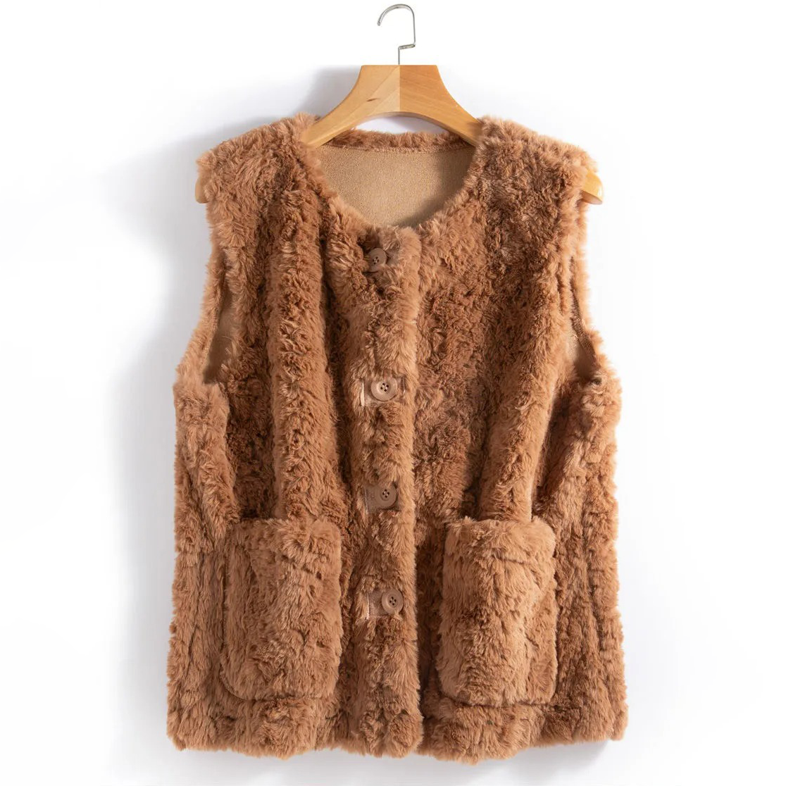 百搭時尚休閒洋氣仿兔毛皮毛一體毛絨馬甲