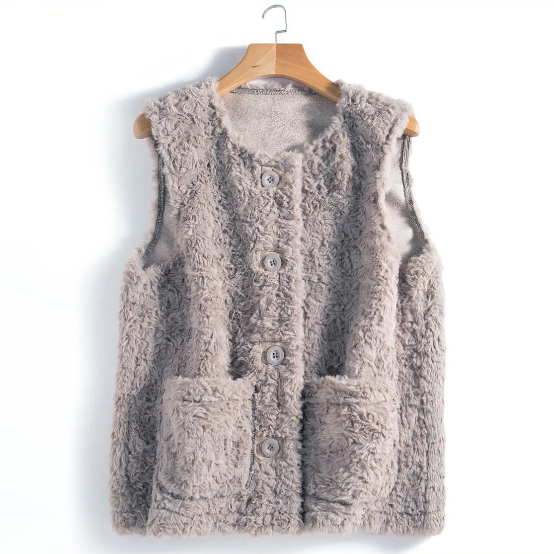 百搭時尚休閒洋氣仿兔毛皮毛一體毛絨馬甲