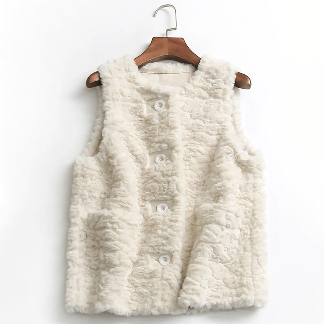 百搭時尚休閒洋氣仿兔毛皮毛一體毛絨馬甲