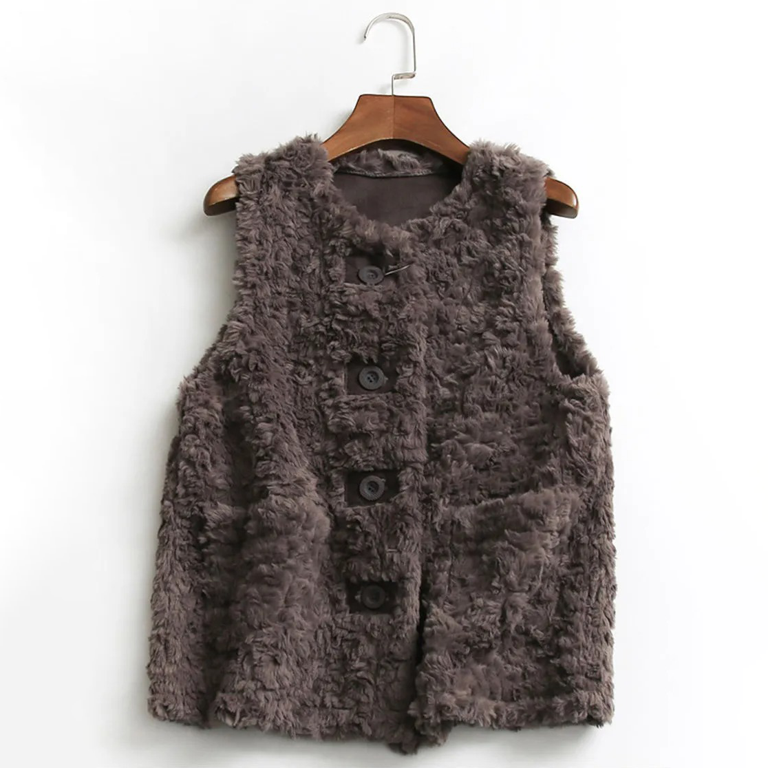 百搭時尚休閒洋氣仿兔毛皮毛一體毛絨馬甲