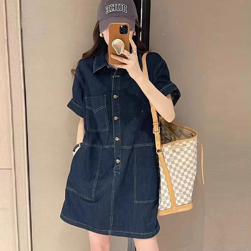 時尚氣質港味寬鬆顯瘦減齡牛仔洋裝