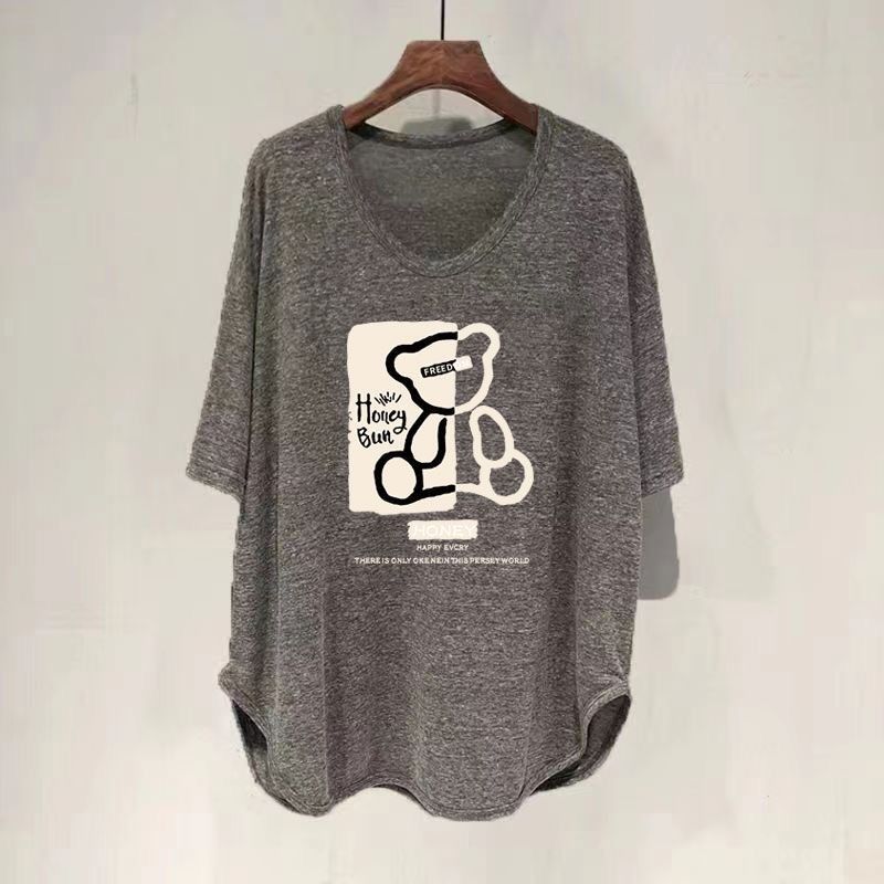 寬鬆大碼中長版UV領韓版顯瘦遮肚短袖
