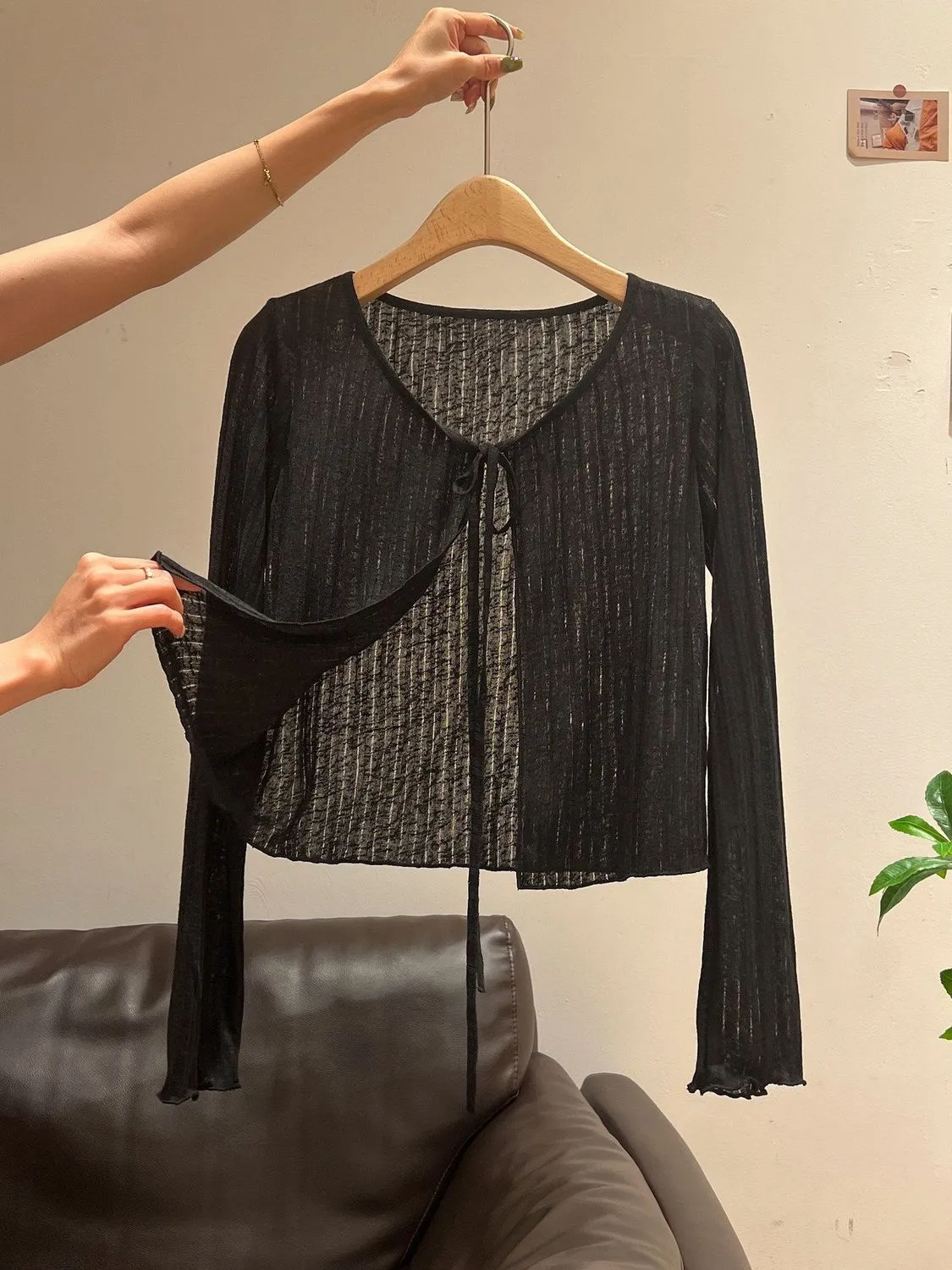 新款百搭女防曬吊帶裙外套短版開衫 商品圖 9