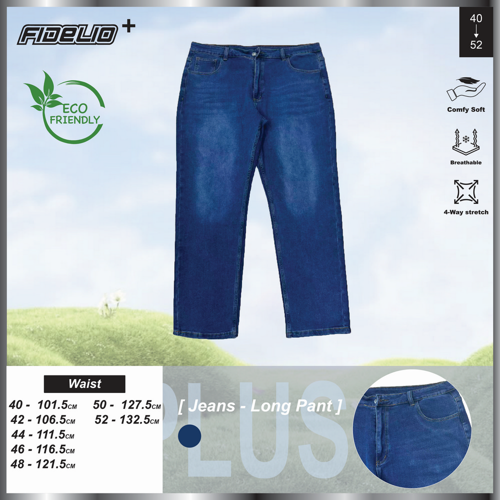 Fidelio Plus Size Eco-friendly Straight Cut Stretchable Jeans